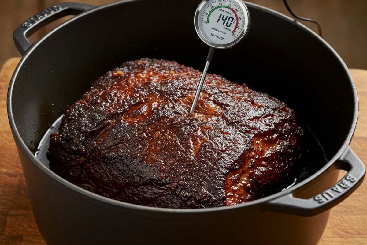 Sliced cooked brisket being placed in a freezer bag, showing the process of preparation and answering 'Can you freeze cooked brisket?